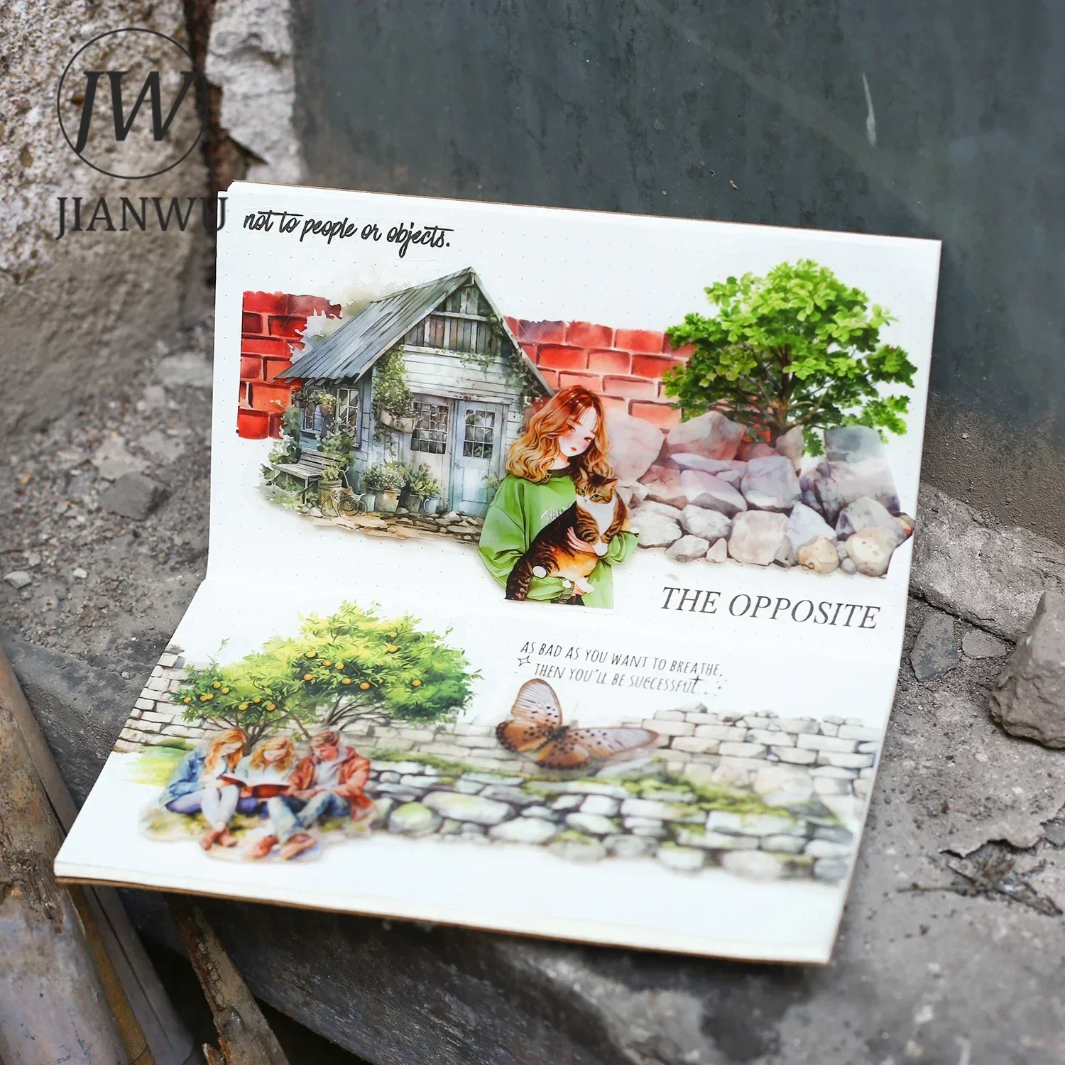 JIANWU 40mm*200cm Stone Wall Path Series Vintage Wall Texture Material Collage PET Tape Creative DIY Journal Stationery 5