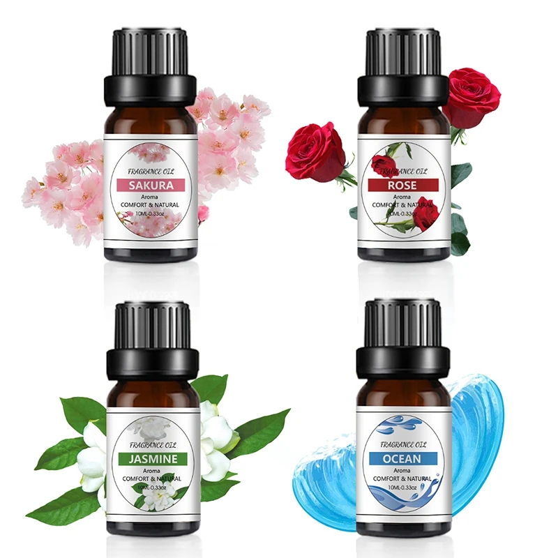 Organic Essential Oils 10ML Cherry Strawberry Lavender Jasmine Rose Vanilla for Diffuser Humidifier Massage Candle Soap Making