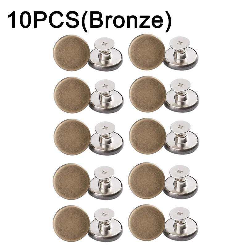 10PCS Replacement Screw Buttons for Clothing Pants Jeans Perfect Fit Waist  Adjustable No Nail Metal Jean Buttons Sewing Tools - AliExpress