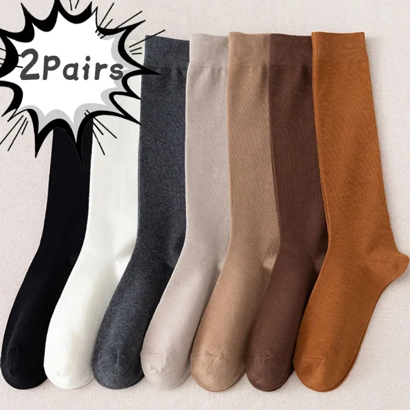 

Winter Knee Thigh Socks Women Girls Versatile Solid Color Cotton Socks Daily Comfortable Casual Long Socks Fashion Accessories