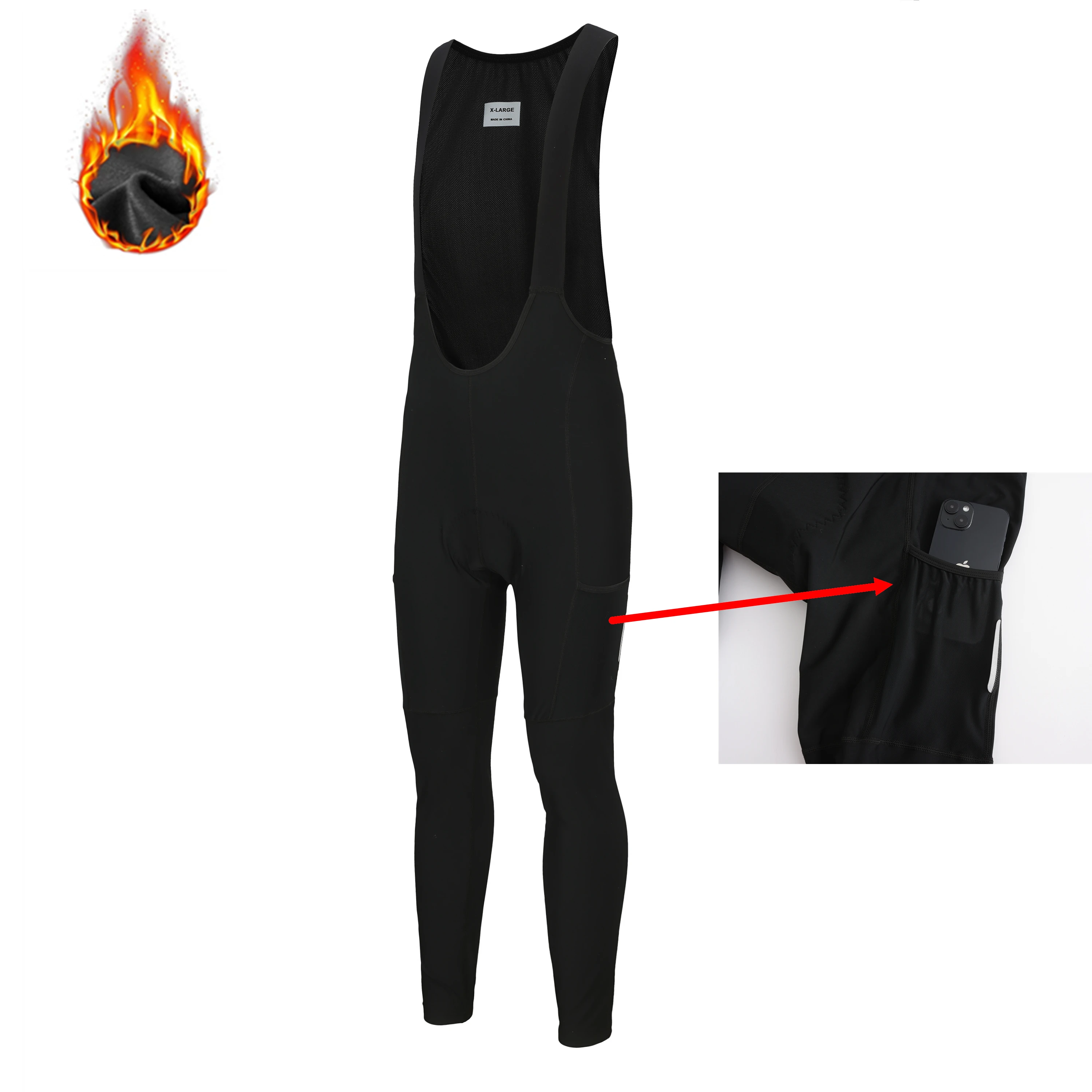 SPEXCEL NEW Performance Winter Thermal Fleece cycling tights thermal fleece  cycling bib pants with Colorful Reflective stripe