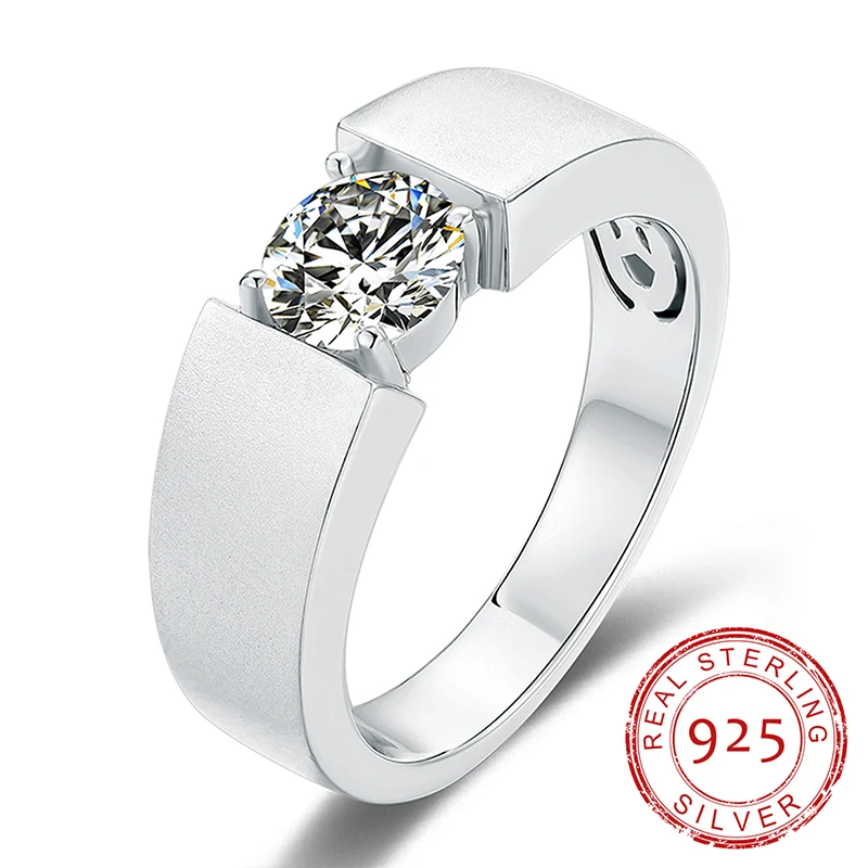 

AnuJewel 1ct D Color Moissanite Diamond 18K White Gold Plated Silver Solitaire Man Rings Engagement Wedding Rings Wholesale