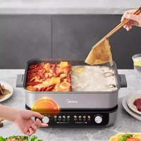 Midea 220V Double Flavour Electric Hotpot Electric Cooker 8L Multifunctional Pot 2000W Split Cooking Pot Non-stick Pan 2