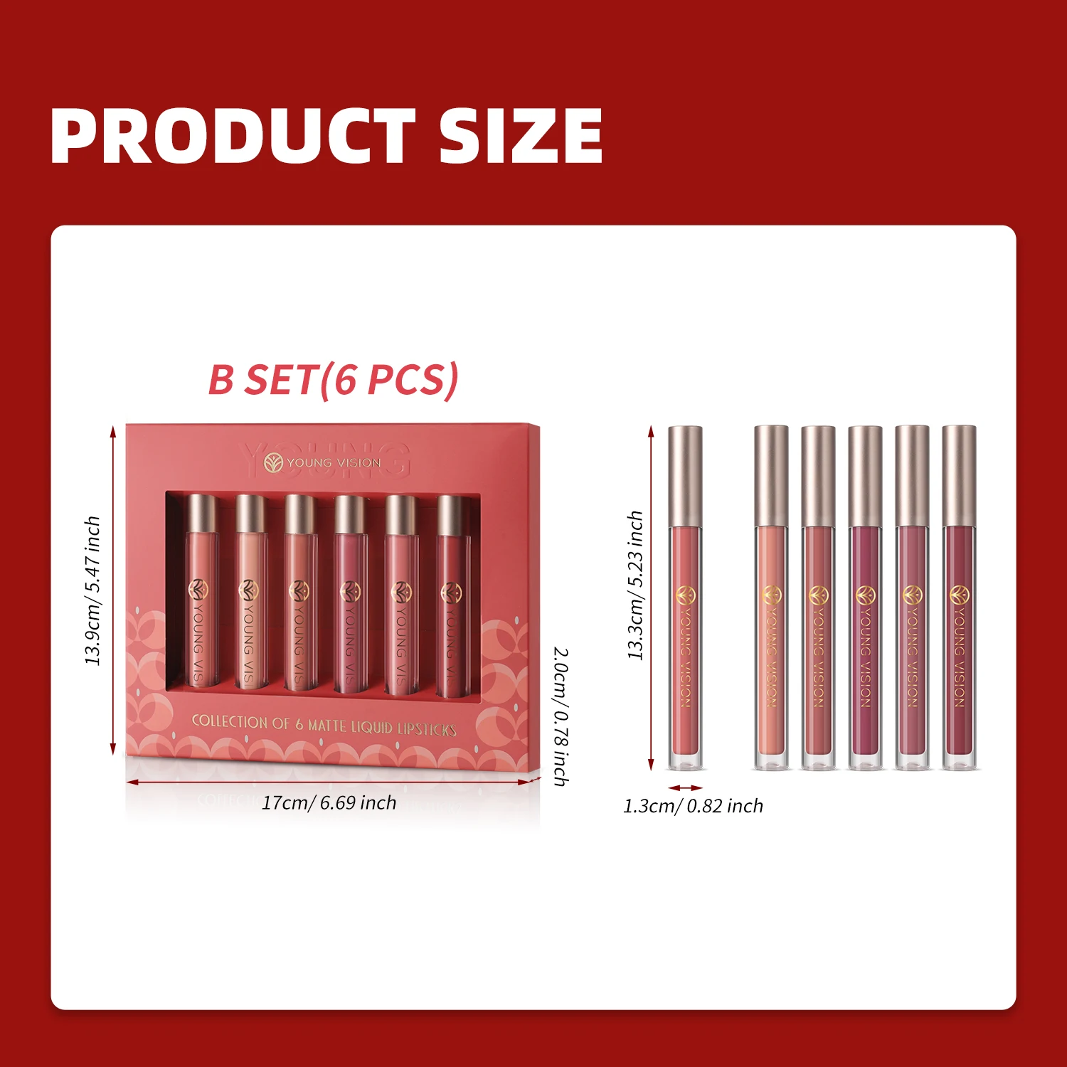 6pcs/pack Lip Gloss Set Long-lasting Non stick Cup Liquid Lipstick Velvet Matte