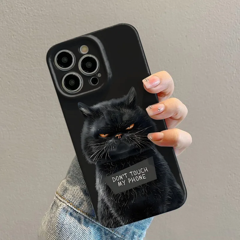 Cool Black Cat Glossy Cartoon Phone Case - Hard PC Cover
