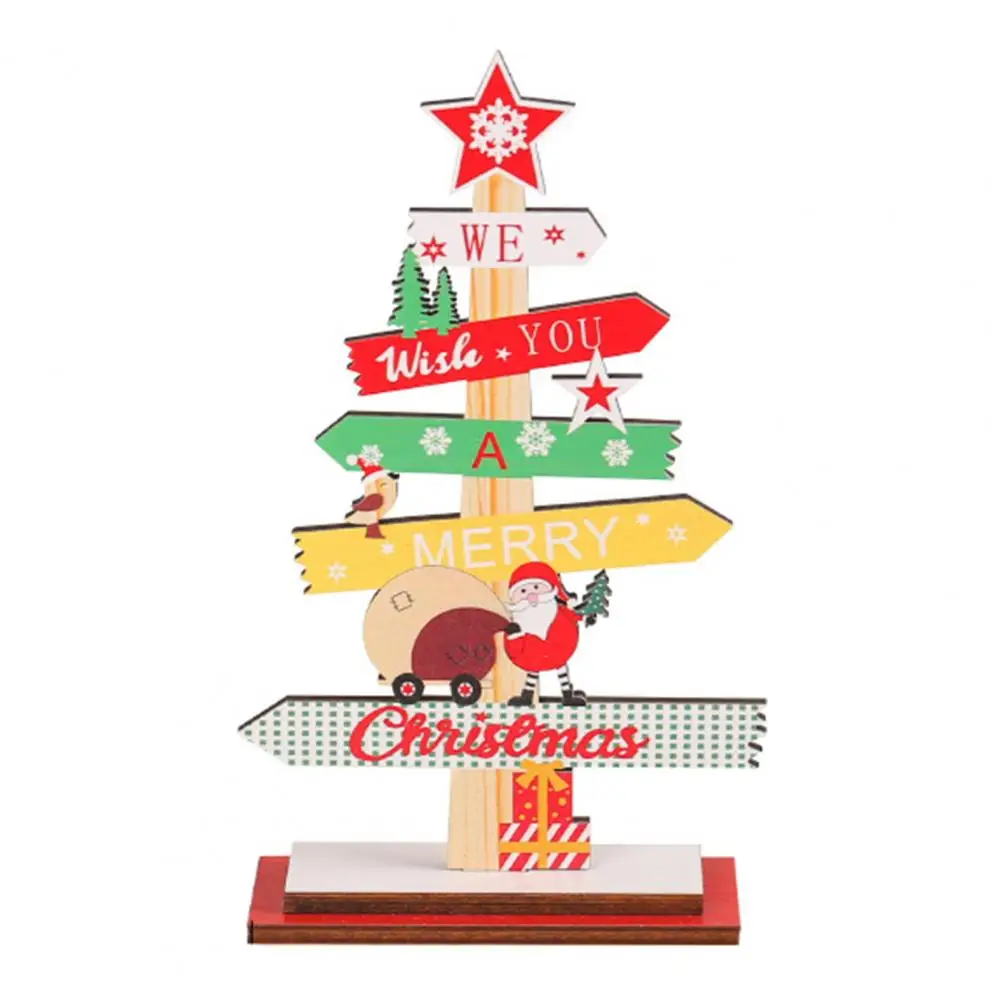 

Solid Wood Christmas Ornament Reusable Holiday Xmas Table Ornament Solid Wood Christmas Tree Desktop Decoration for Christmas