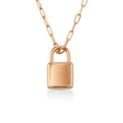 Custom Engraved Personalized Lock Necklace in Stainless Steel - Elegant Three - Color Jewelry Gift (Rose gold)