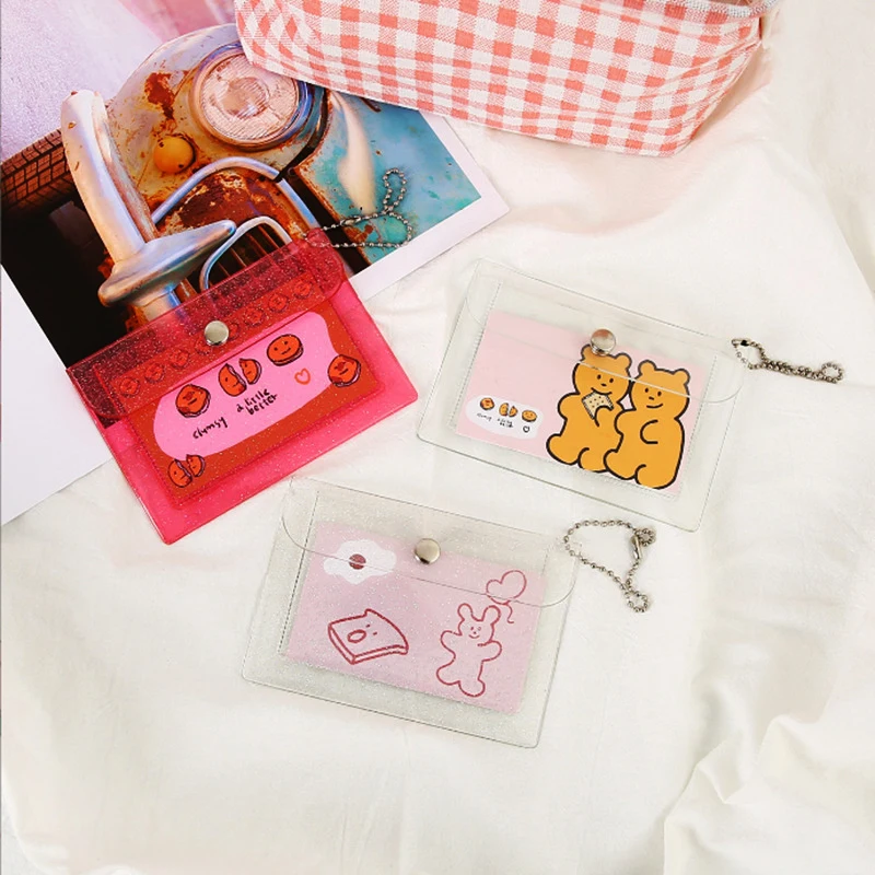 Fashion Transparent Waterproof Pvc Women Card Case Business Card Holder Men Credit Card Bag Id Card Mini Wallet Girls Coin Purse