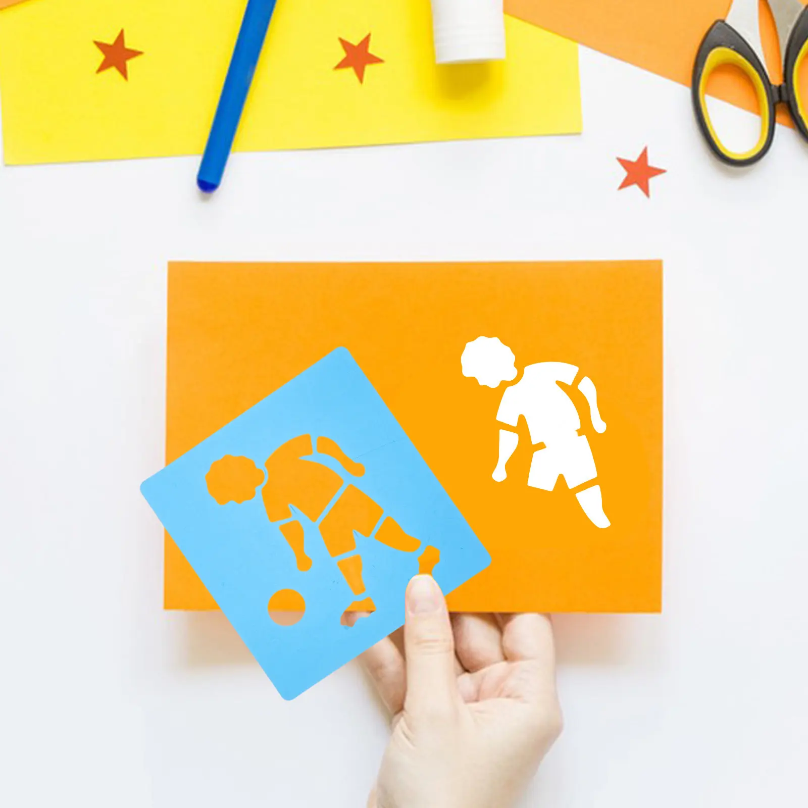 6Pcs 중공 스포츠 스텐실 공예 학교 프로젝트를 위한 드로잉 템플릿 재사용 가능한 패브릭 페인팅 스텐실