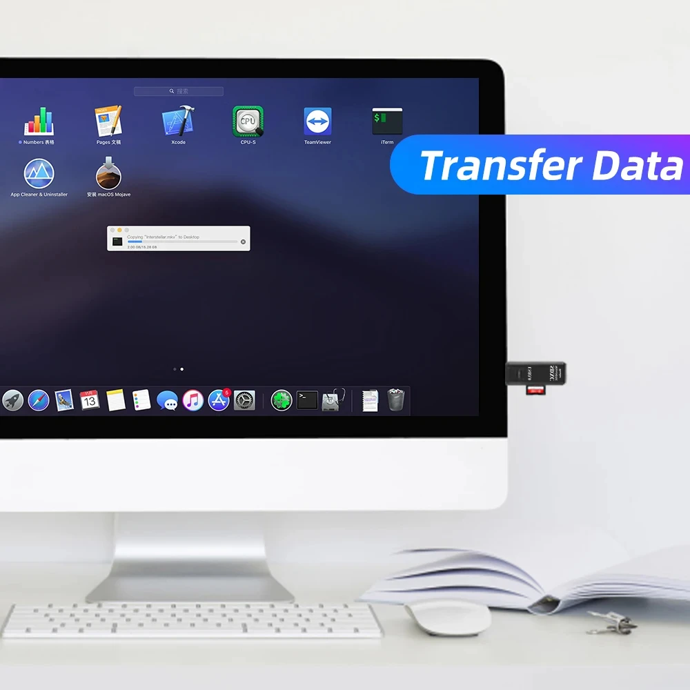 NNBILI USB 2.0 카드 리더, 마이크로 SD TF 메모리 카드, 고속 멀티 카드 라이터 어댑터, 플래시 드라이브 노트북 액세서리, 2 인 1