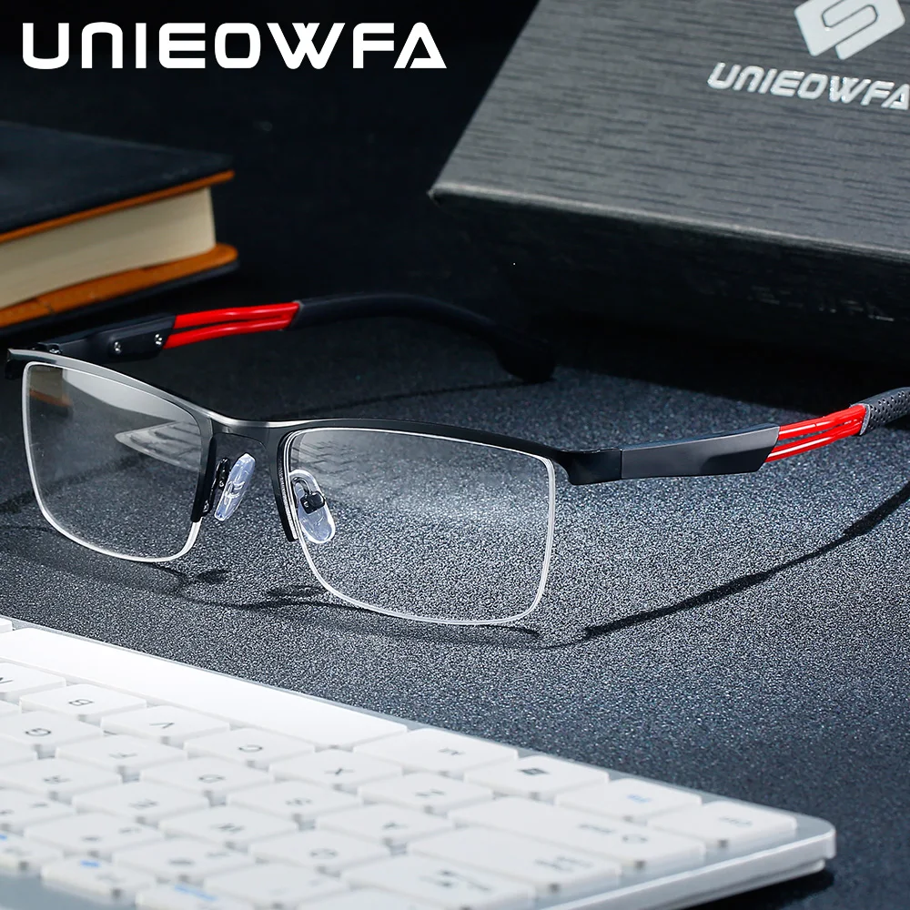 UNIEOWFASportsPrescriptionGlassesMenMultifocalProgressiveEyeglassesMaleSemiRimless