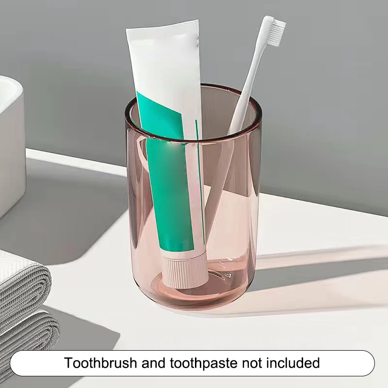 Large Capacity Couple Solid Color Nordic Style Toothbrush Transparent Mouthwash Plastic Cup_voghion.com