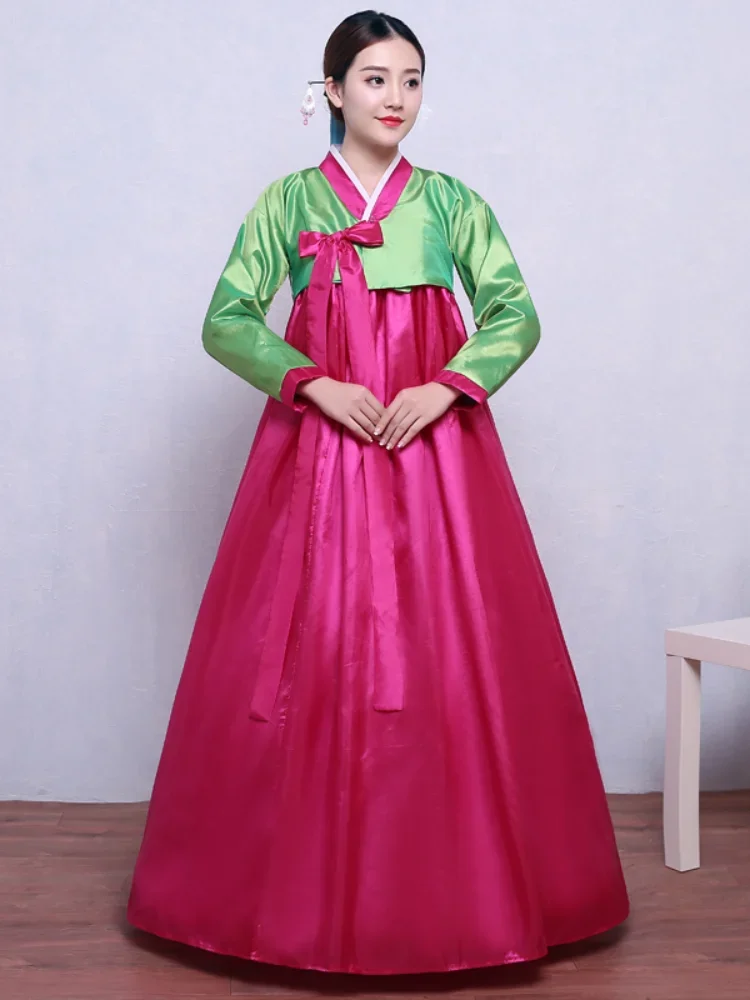 Korean Hanbok Dress Female Multicolor Traditional Korean Hanbok Folk Stage Dance Costume Korea Traditional Costume 한복 korean hanbok costume