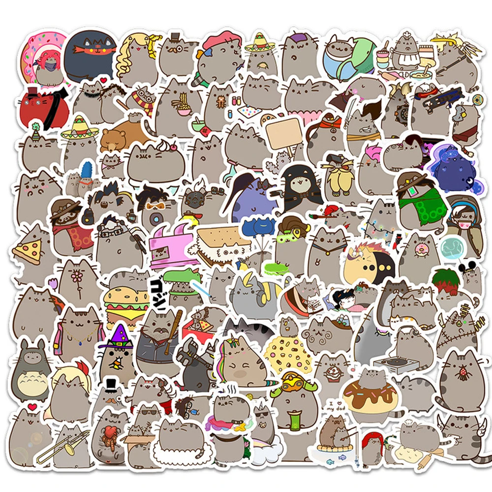 10/30/50/100pcs Cute Cartoon Chunky Cat Graffiti Stickers Scrapbook Laptop Diary Phone Luggage Waterproof Sticker Decal Kid Toy