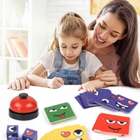 New Children's Facial Expression Changing Puzzle Building Blocks Children's Early Education Montessori Cube Tabletop Game Gifts 2