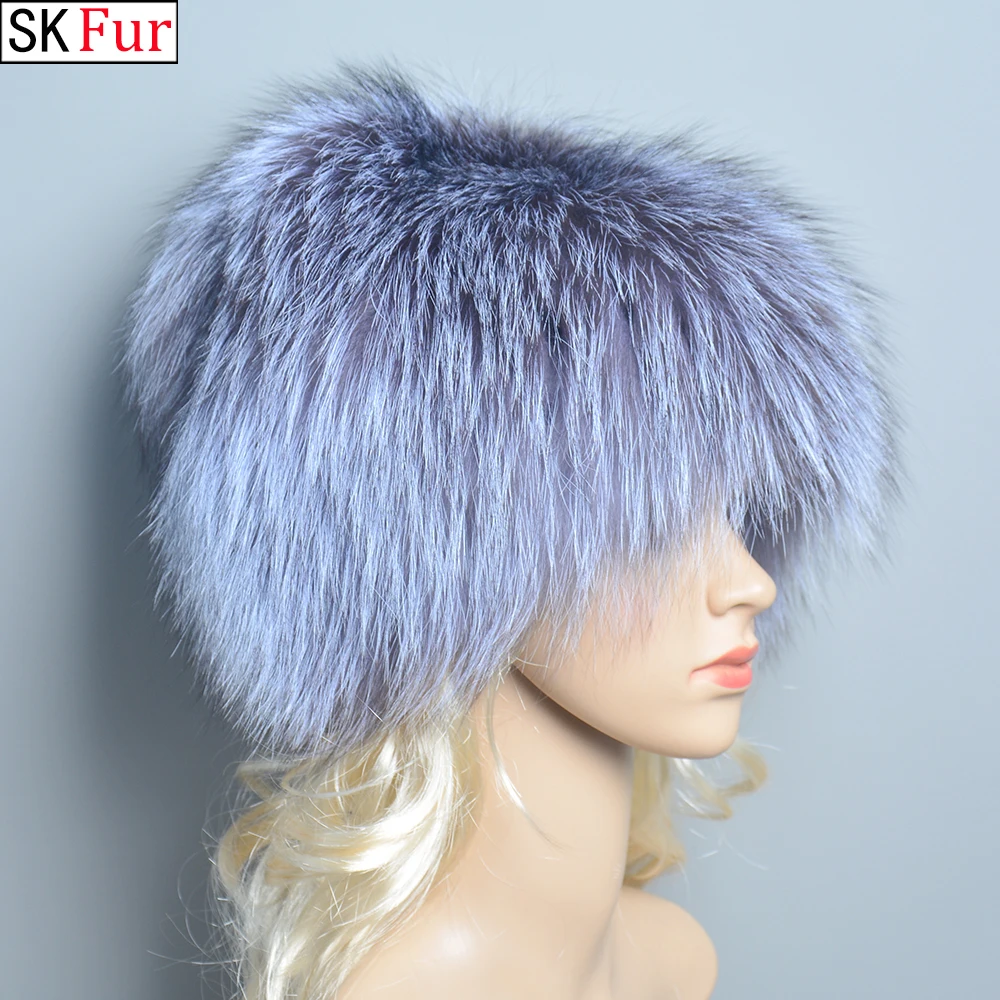 

New Luxury 100% Natural Real Fox Fur Hat Women Winter Knitted Real Fox Fur Bomber Cap Girls Warm Soft Fox Fur Beanies Hats