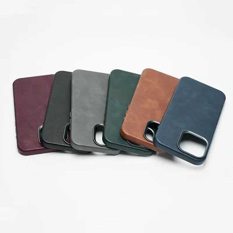 Premium Vintage Leather Magnetic Phone Case with Wireless Charging and Shockproof Back Cover
