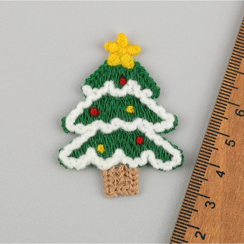 12 Stücke 3,8*5 cm Cartoon Stickerei Weihnachtsbaum Applikationen Für DIY Kopfbedeckungen Handwerk Dekoration Kleidung Patches Zubehör – Detail 4