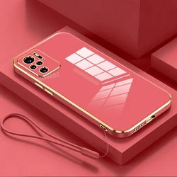 Luxury Plating Lanyard Silicone Phone Case - Elegant Back Cover - RedmiNote11ProPlus5g (ZBSS Camellia Red)