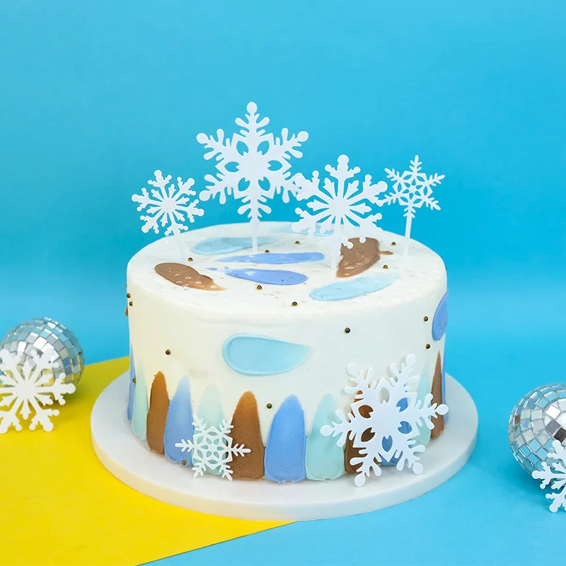 Description Picture 6 of itemFrozen snow Cake Decoration Acrylic Snowflake Castle Tree Cake Topper winter Snowflake Theme girls Birthday Party decor supplies