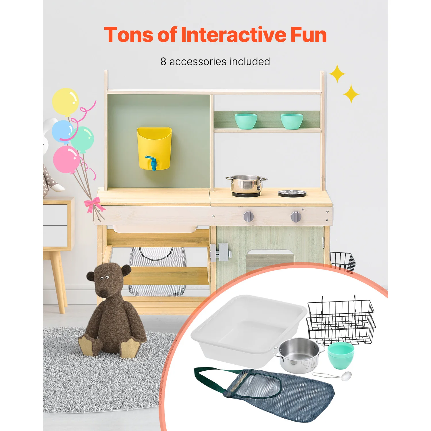 Wooden Outdoor Play Kitchen Set for Kids