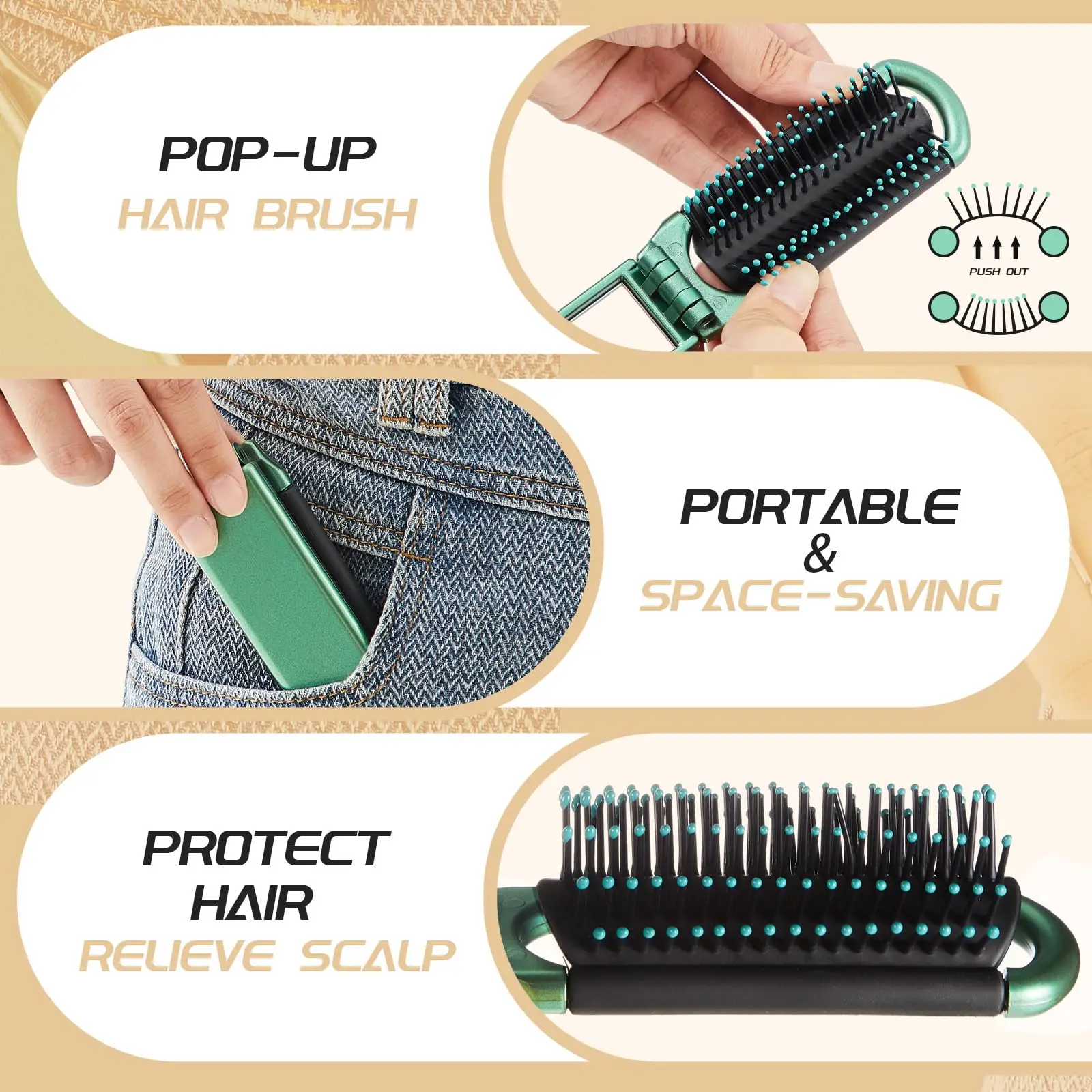 20Pcs Travel Brush Compact Portable Folding Hair Brush with Mirror Bulk Pocket Travel Size Mini Hair Brush for Men Women 3
