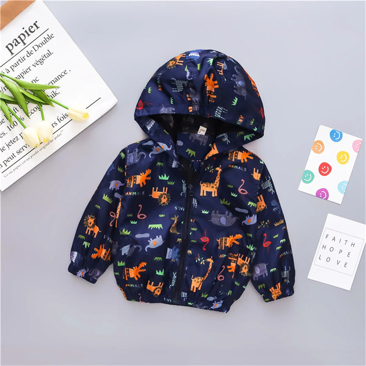Children's outerwear for boys and girls Autumn baby giraffe jacket Children's hooded jacket top