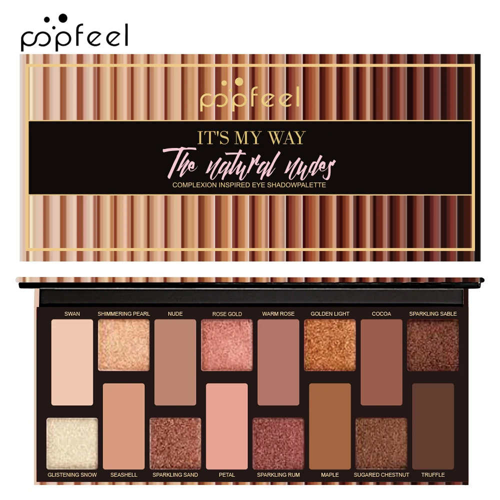 POPFEEL 16 Color Eyeshadow Palette, Makeup Nude Colors Eyeshadow Palette Natural Nude Matte Shimmer Glitter Pigment Eye Shadow 4