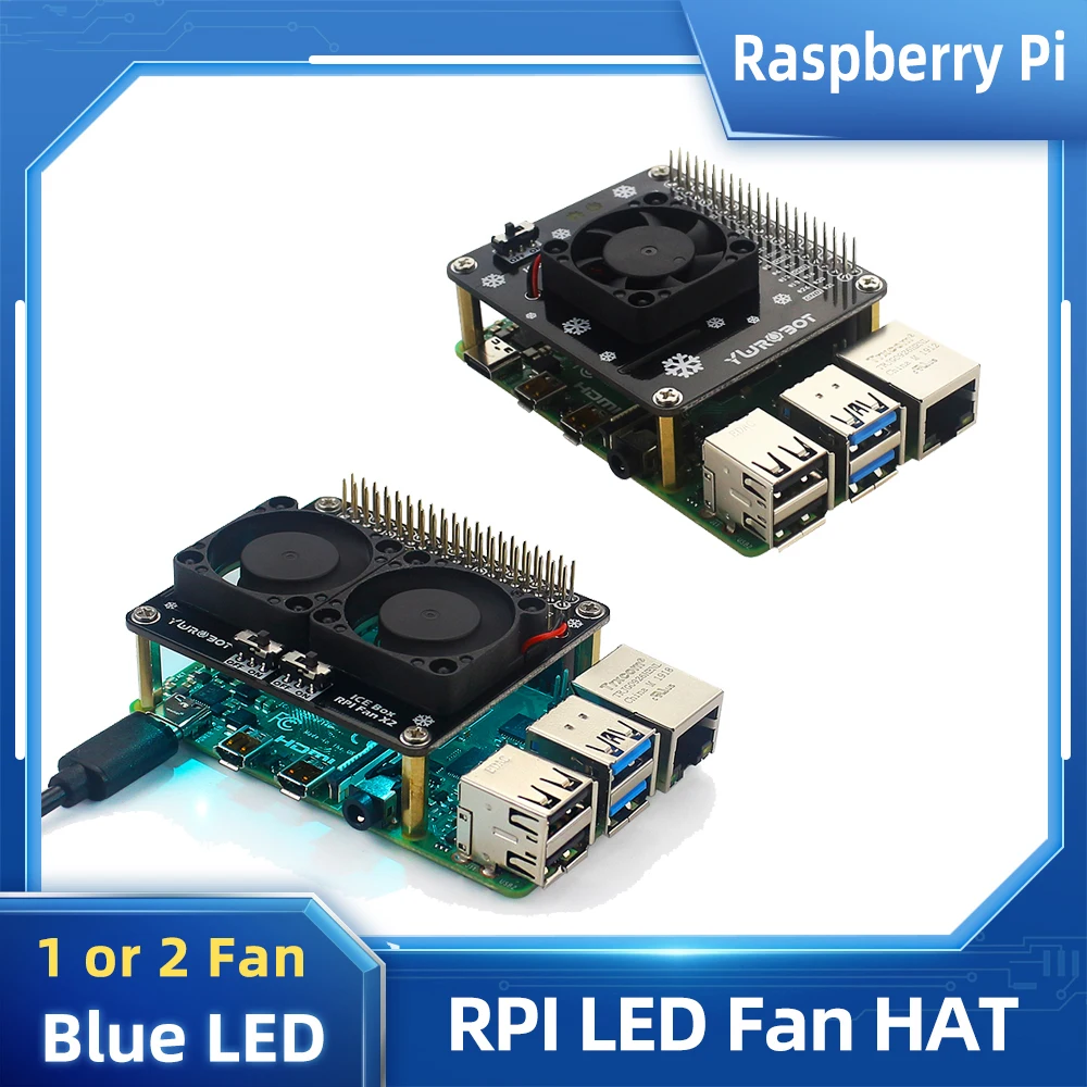 Raspberry pi Modelo b Gpio Extenstion Placa Interruptor Ventilador de Refrigeração Chapéu com Led Azul Único Ventilador Duplo para Raspberry pi 4b 3b Mais 3b