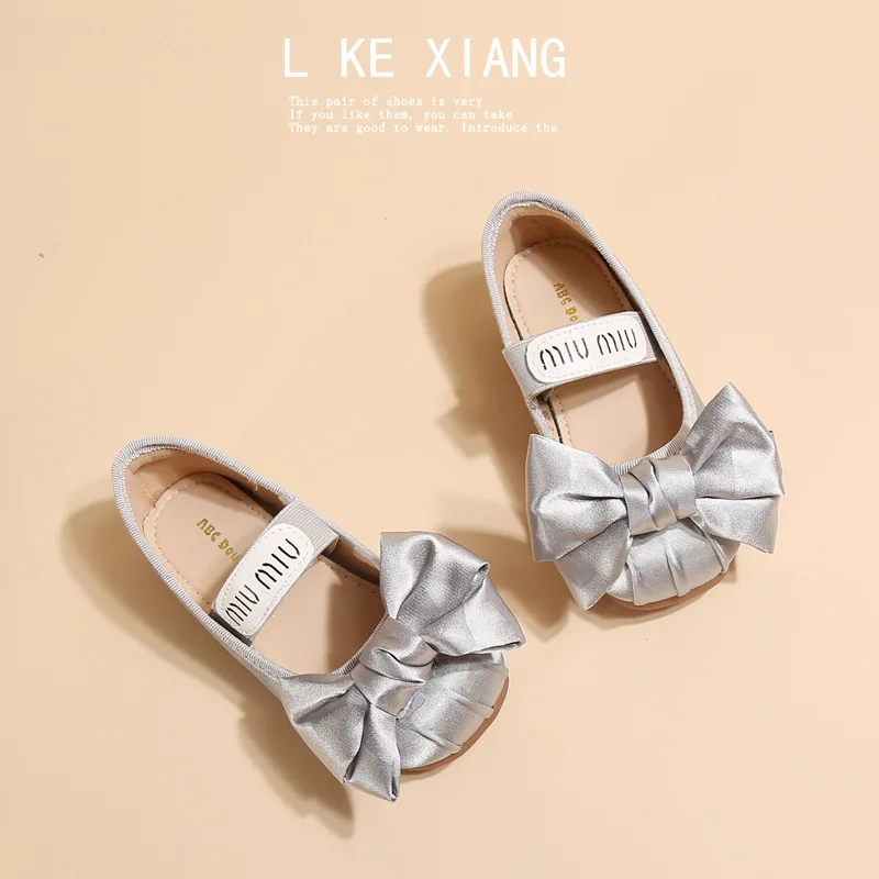 Mary Jane Shoes Girls Shoes Girls Flats Girls' Bowknot Shoes Autumn And Winter Kid's Silk Paris Dance Flats Children's Shoes