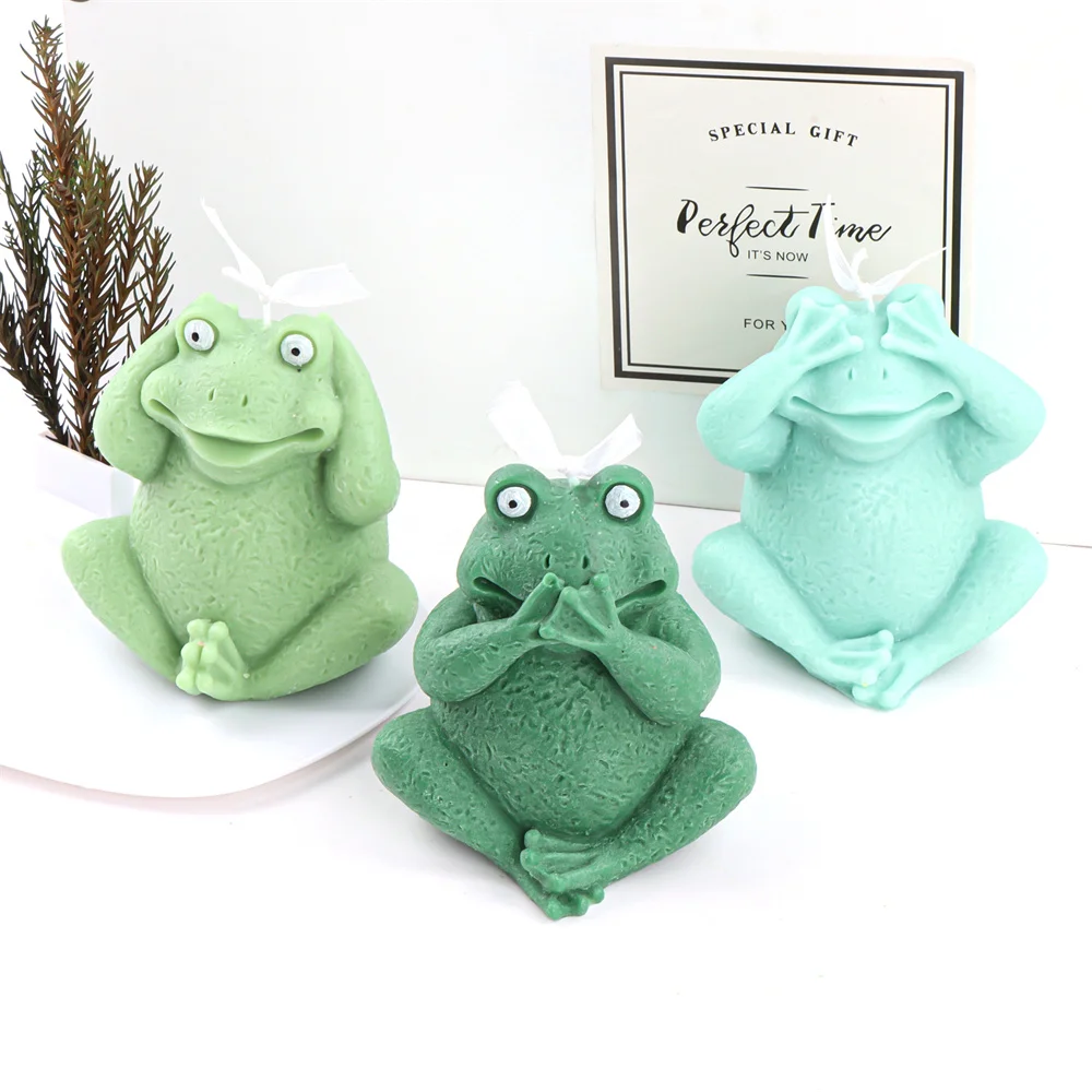 3DCuteFrogsCandleSiliconeMoldDIYAnimalAromatherapyCandle