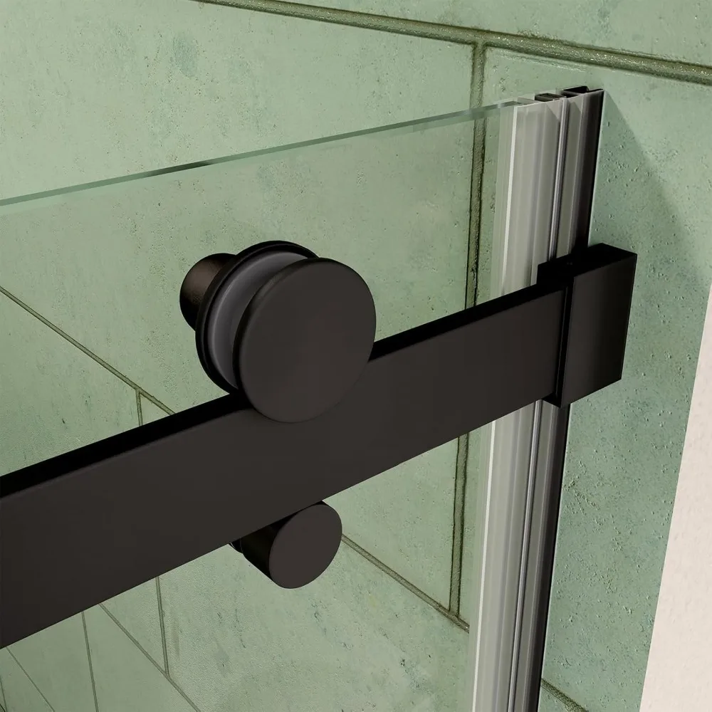Shower Door, 56-60 in. W X 74 in. H, Frameless Sliding, Reversible Installation, Clear SGCC Tempered Glass, Bathroom Shower Door 5