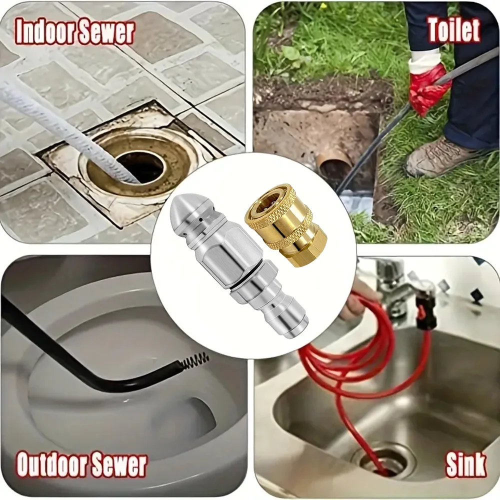 Sewer Pipe Unclogging High Pressure Nozzle Quickly Connecting Cleaning Nozzle for Garden Hose Gardening Tools images - 6