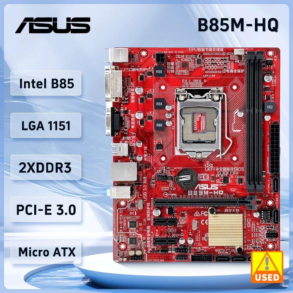Motherboard 1150 Ddr3 16gb Pci-e 3.0 Sata Iii Usb 3.0 Vga Micro Atx Suporta I54690 I5-4570 I3-4170 Asus-b85m-hq