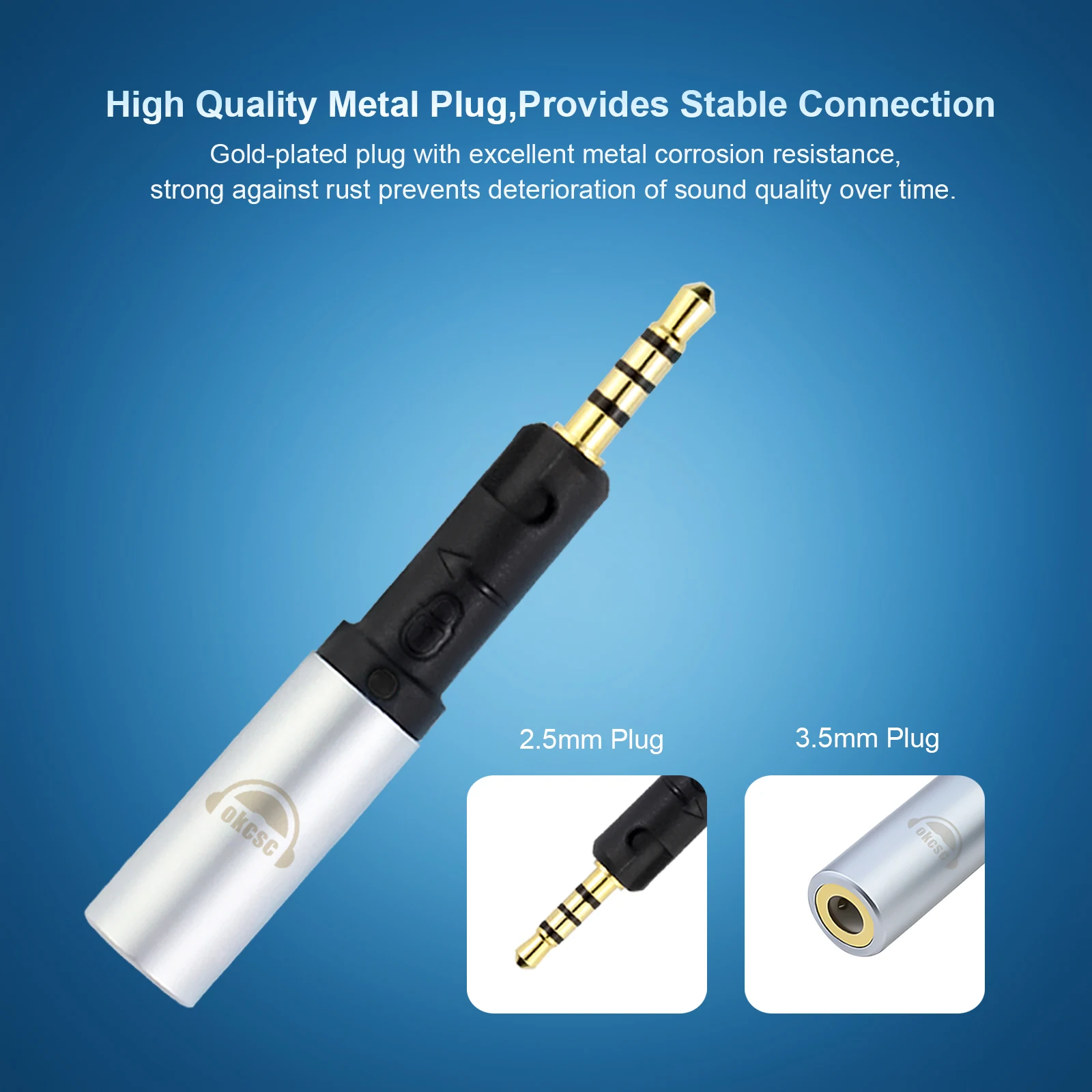 OKCSC 2.5mm male to 3.5mm female Audio Plug Connector Audio