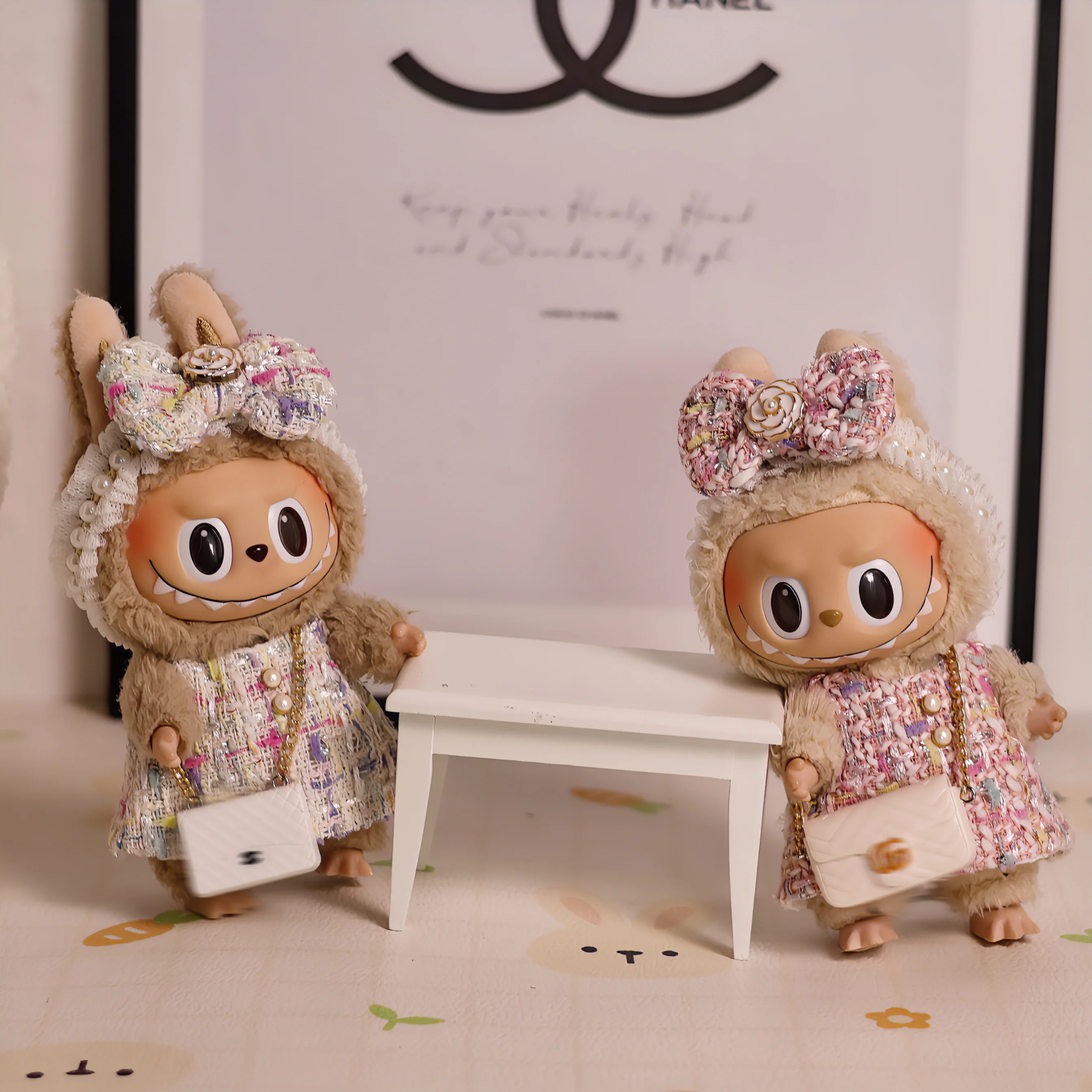 17cm Labubu Doll Clothes Advanced luxury design Heartbeat Macaron labubu clothes designer labubu senior fashion brand clothing 4