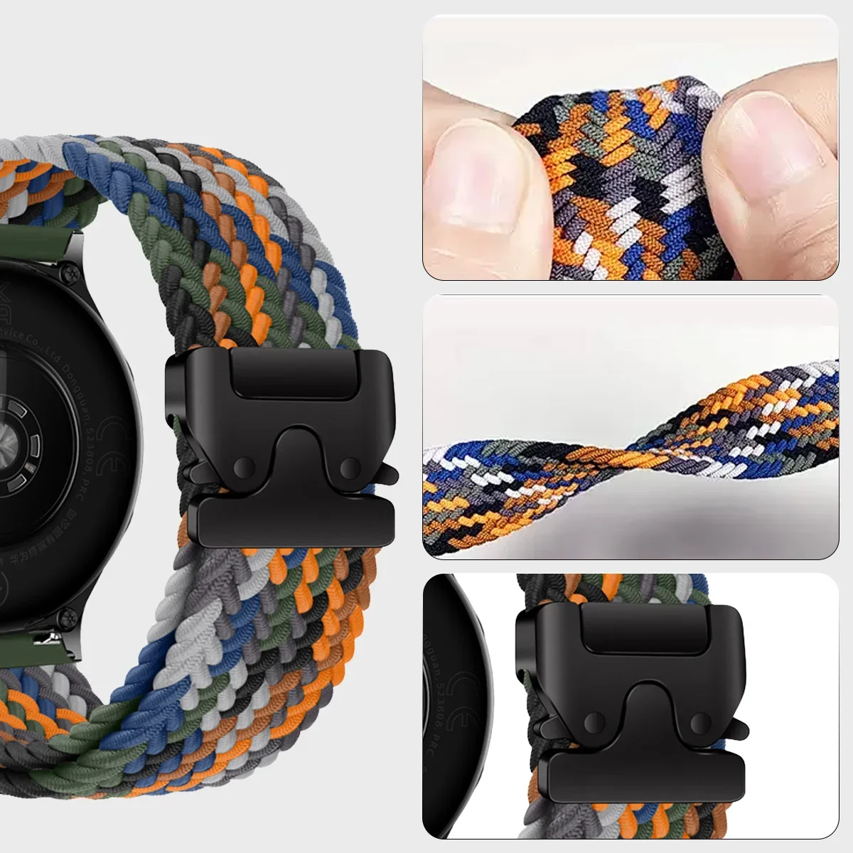 Braided Nylon Loop Strap – Versatile and Stylish Watch Bracelet, 22mm/20mm