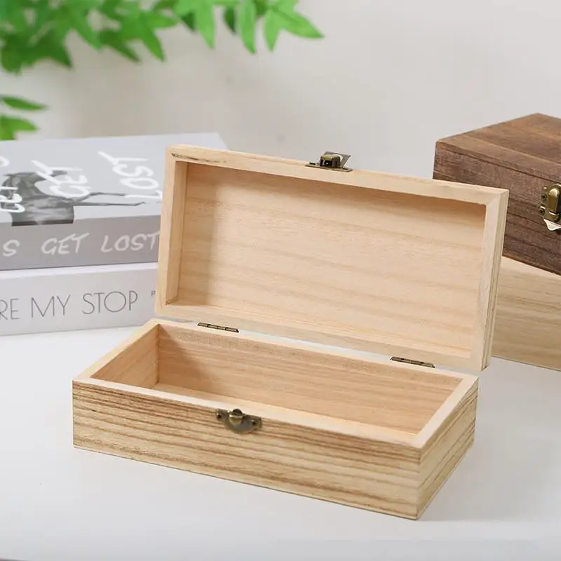 Enhanced Wooden Rectangular Storage Box Organizer with Lock - Dust-Proof Jewelry Case