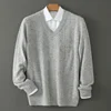 Men's V-neck Wool Sweater, Thick and Loose Pullover, Underlayer Knitted Sweater, Korean Version, Autumn and Winter 5