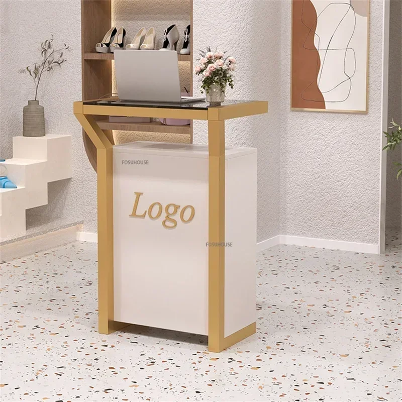 Modern Light Luxury Podium Stand Small Welcome Desk Guide Desk Creative Company Reception Desks Clothing Store Cashier Counter