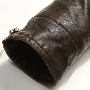 سترة جلدية سميكة للدراجات النارية للرجال ، معطف جلد صوف ، ركوب الدراجات النارية ، بالإضافة إلى المخمل ، دافئ للشتاء - Image 6