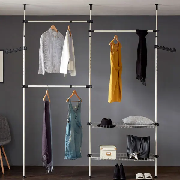 행거 25파이 3단 + 수납선반 2단 Clothes rack style mobile hanger