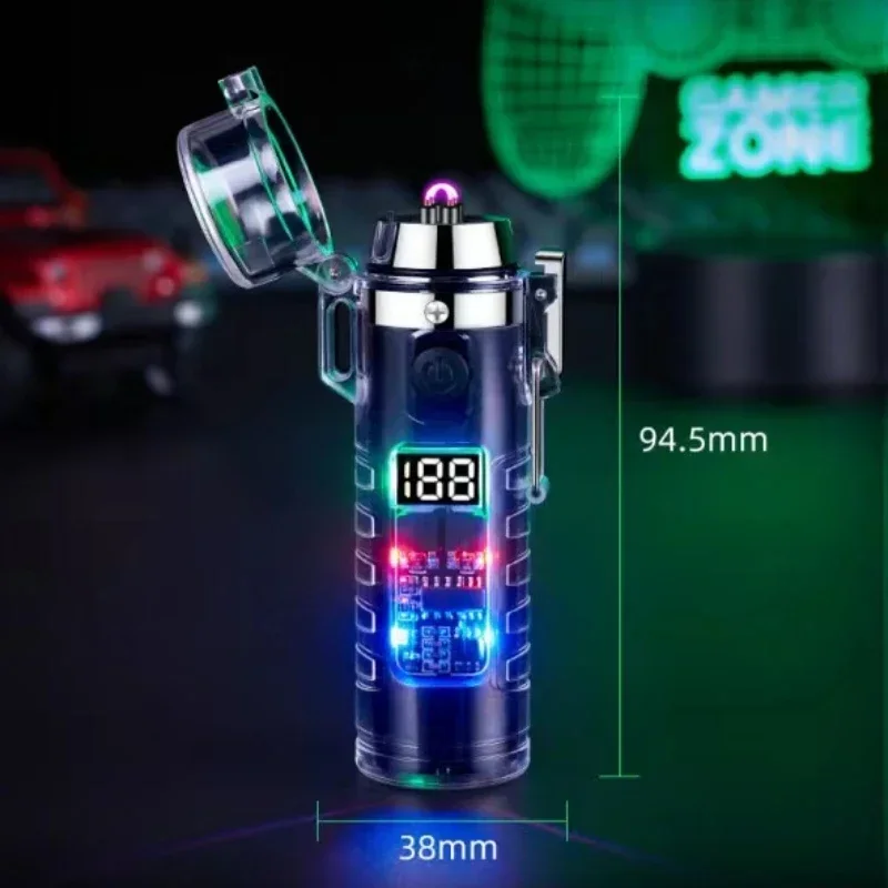 Outdoor Camping Compass Waterproof Electric Dual Arc Type-C USB Lighter Multi-Function Flashlight Survival Ignition Tool