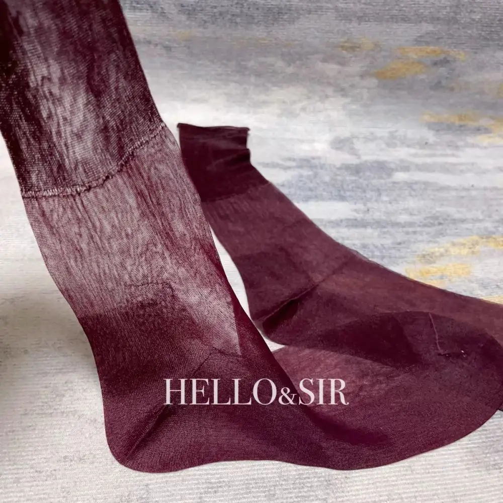 Men's Exotic Retro Jacquard Sheer Dress Socks in Army Green