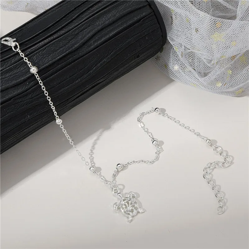 Bohemia Tortoise Anklets for Women Men Metal Silver Color Animal Chain Summer Ankle Bracelet Beach Vintage Foot Summer Jewelry