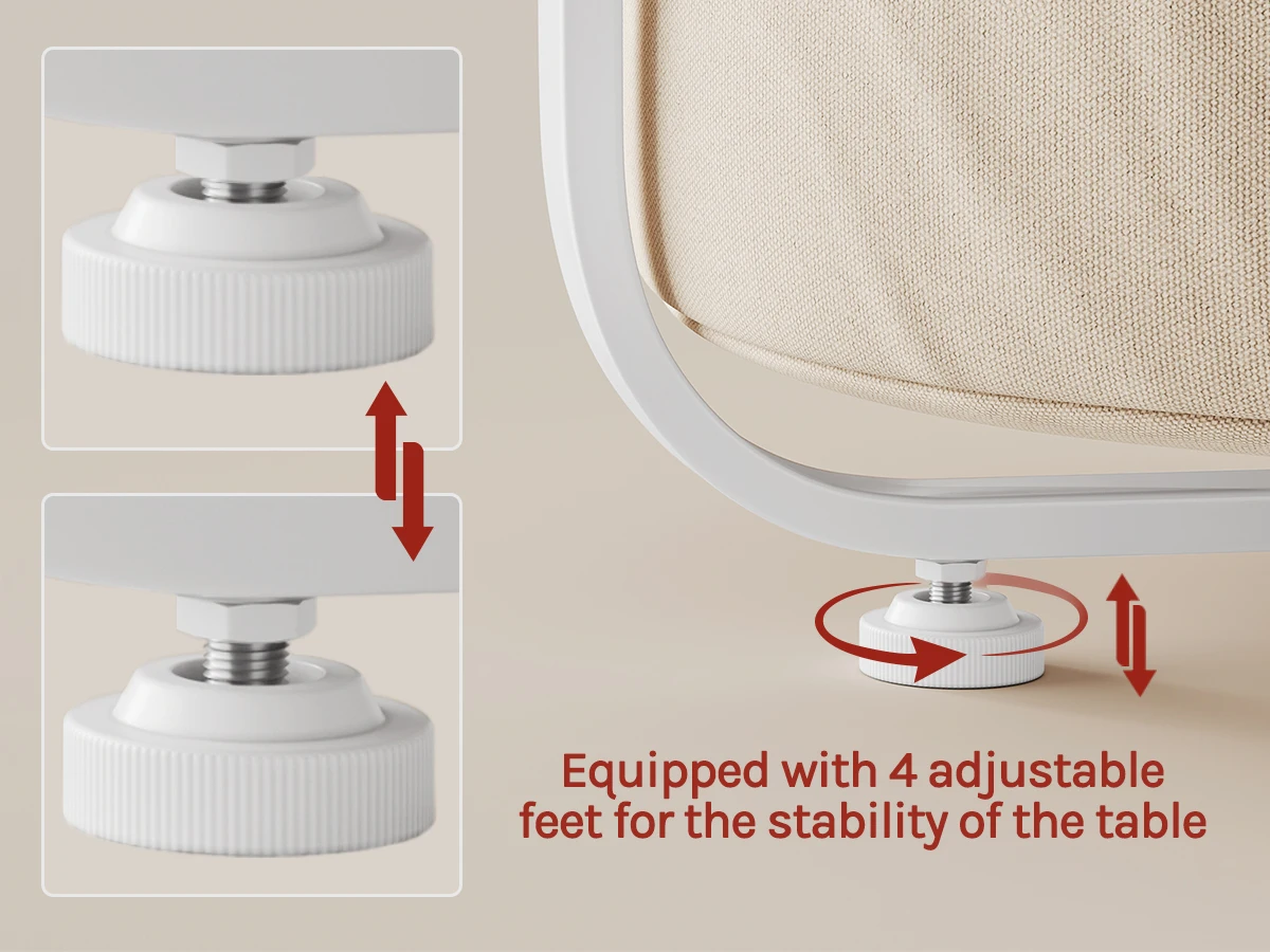 WOLTU Runder kleiner Couchtisch, Beistelltisch mit Stoff-Aufbewahrungskorb, Metallrahmen, Nachttisch, modern, für Wohnzimmer, Schlafzimmer – Detail 9