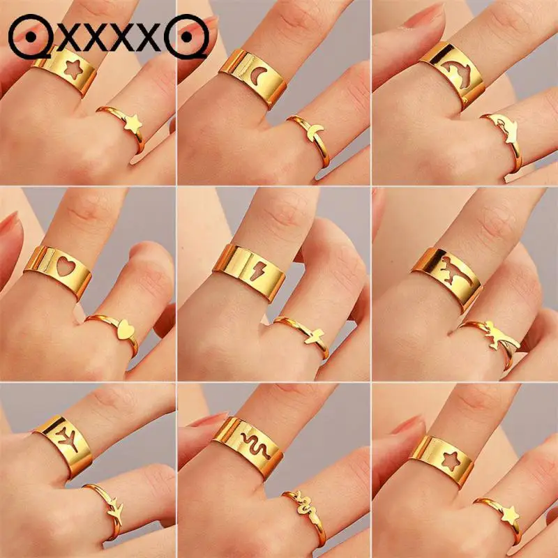 Couple Ring Set Butterfly Star Rings Party Women Men Lover Friendship Engagement Wedding Band Open Ring 2022 Trend Jewelry Gift