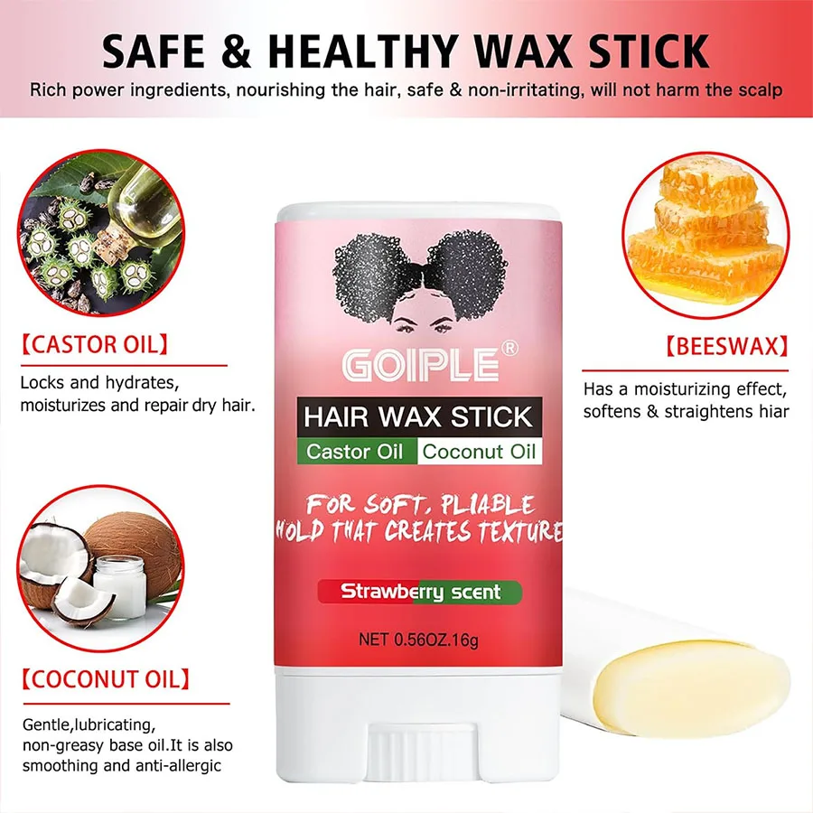 GOIPLE Hair Wax Stick Edge Control Gel Kit Smoothing Flyaways Baby Bangs Long-lasting Hold Styling Hair Wax Cream and Brush 5PCS 5