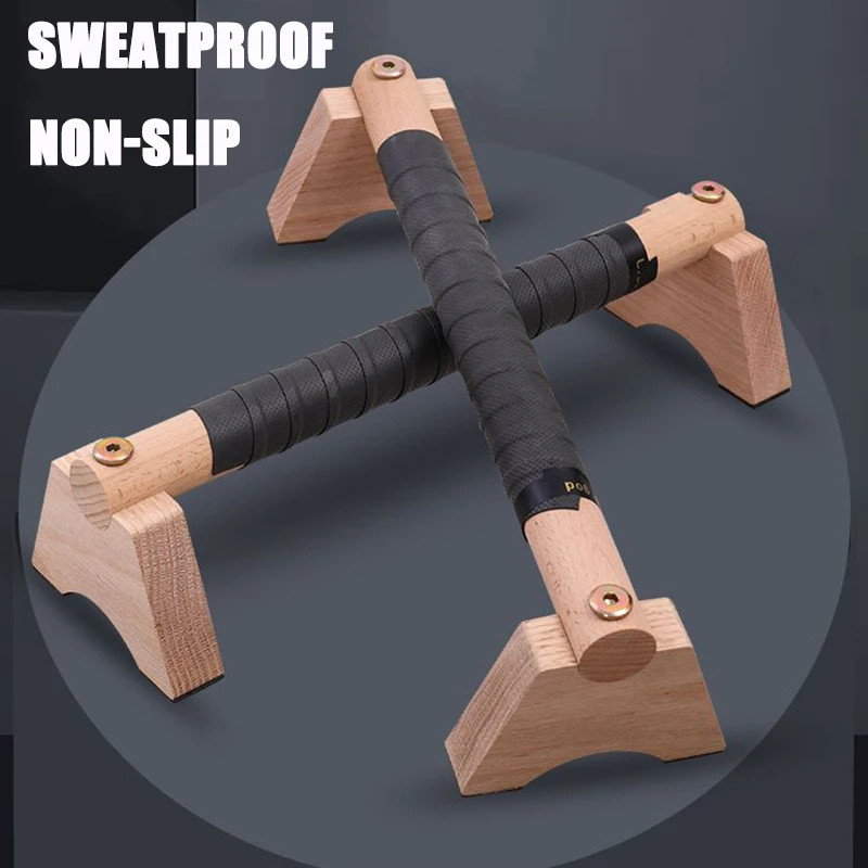 Wooden Push-up Stand Push Ups Rack Non Slip Parallel Rod Heavy Duty Push Up Grip Handle Push-up Bracket for Floor Workouts 1Pair
