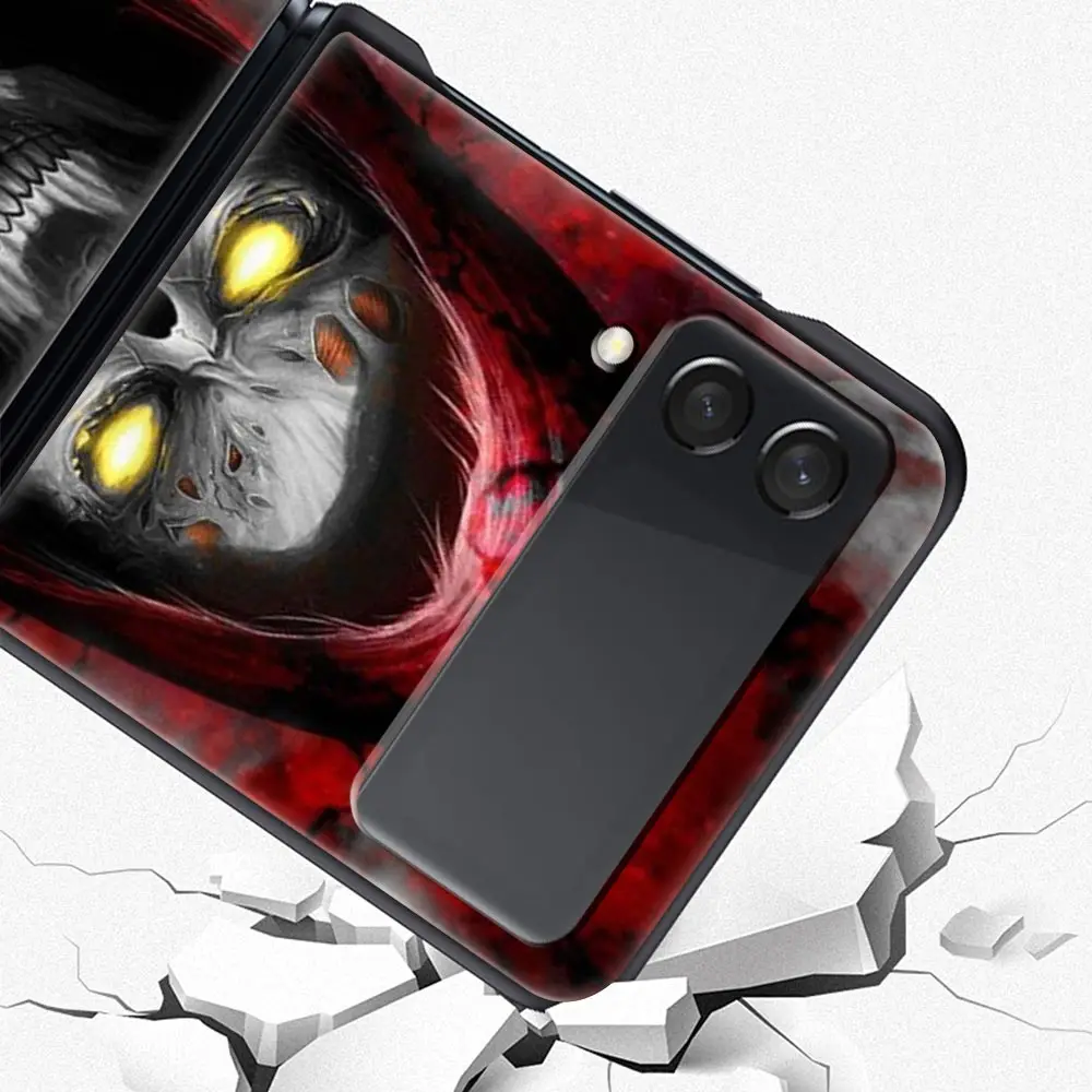 Black Grim Reaper Skull Skeleton Protective Folding Phone Case